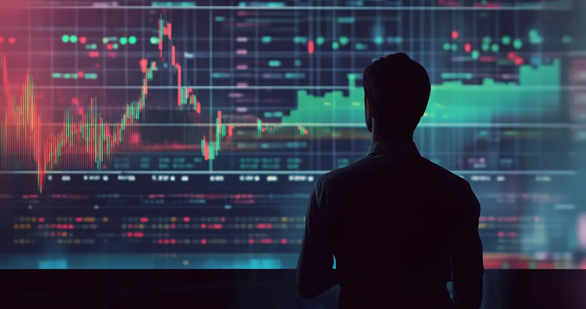 silhouette of a trader standing in front of a chart